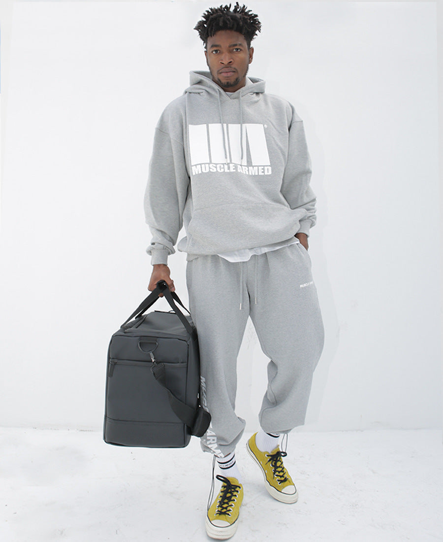 Fall Winter Fleece Men's Straight Drawstring Pants